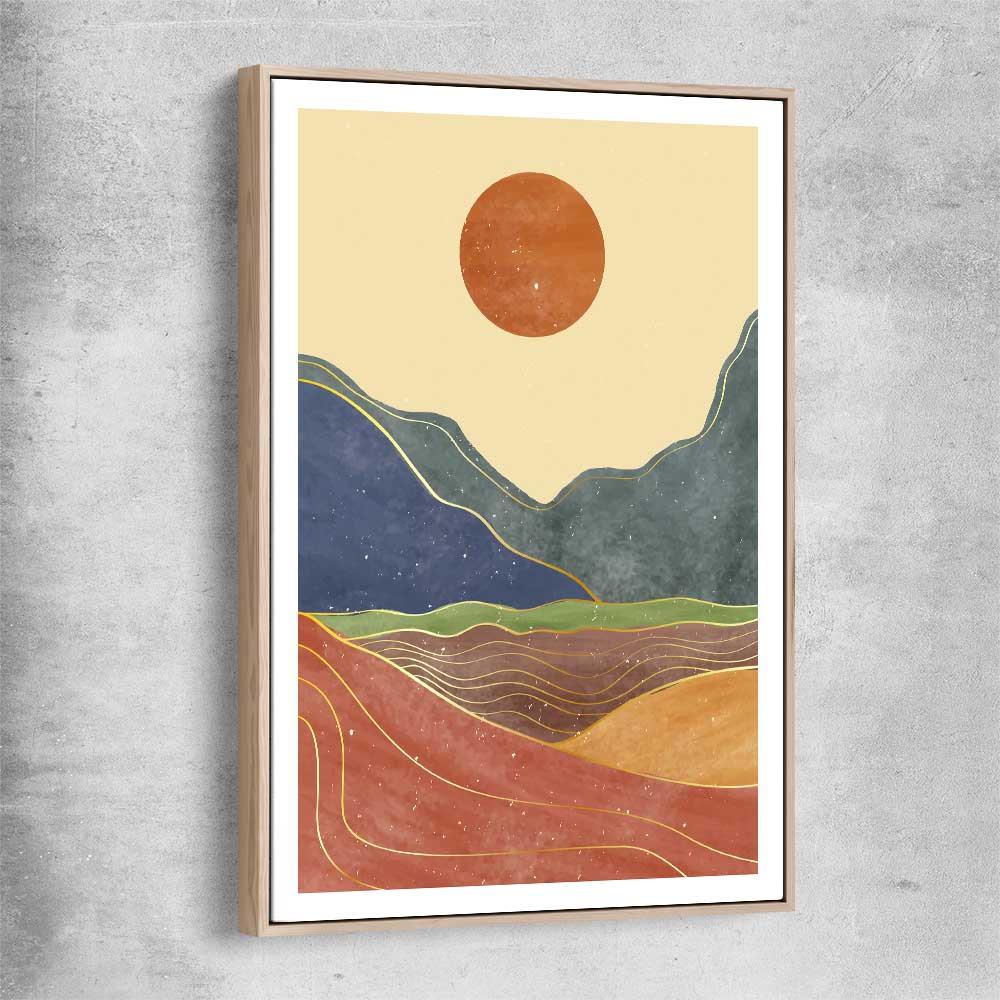 Nature Waves Two raw oak framed canvas - part of our high quality canvas abstract wall art collection