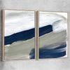 Navy Ocean Pair raw oak framed canvas - part of our high quality canvas abstract wall art collection