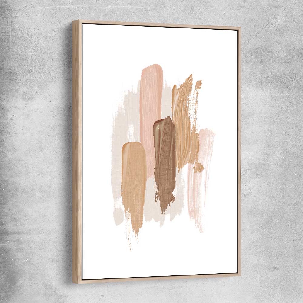 Neutral Strokes One raw oak framed canvas - part of our high quality canvas abstract wall art collection