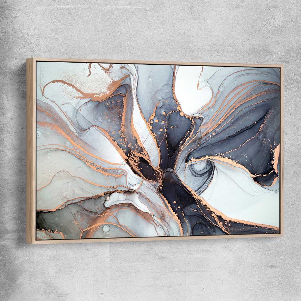 Ocean Depths raw oak framed canvas - part of our high quality canvas abstract wall art collection