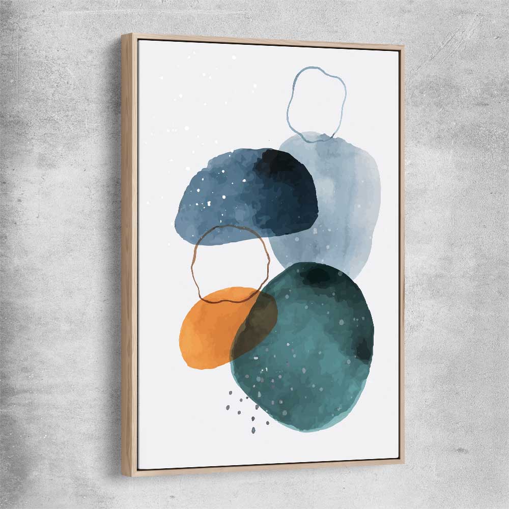 Ocean Tones One raw oak framed canvas - part of our high quality canvas abstract wall art collection