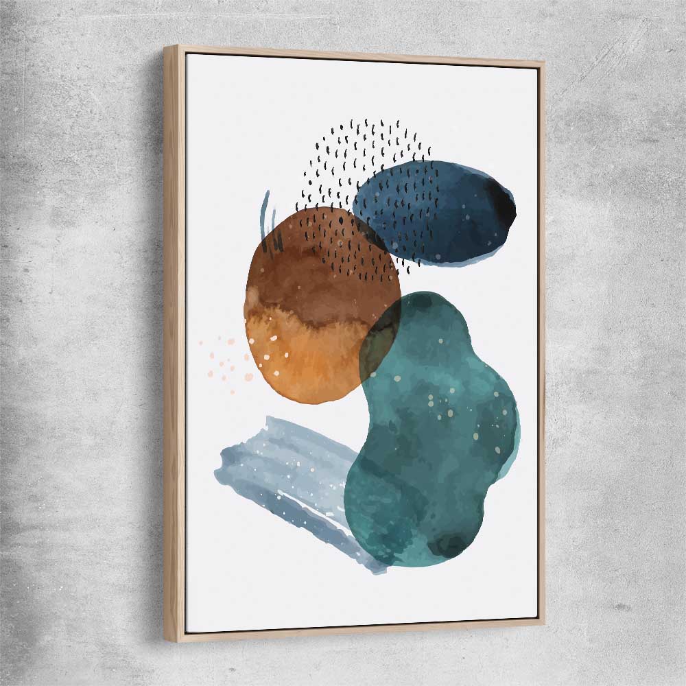 Ocean Tones Three raw oak framed canvas - part of our high quality canvas abstract wall art collection