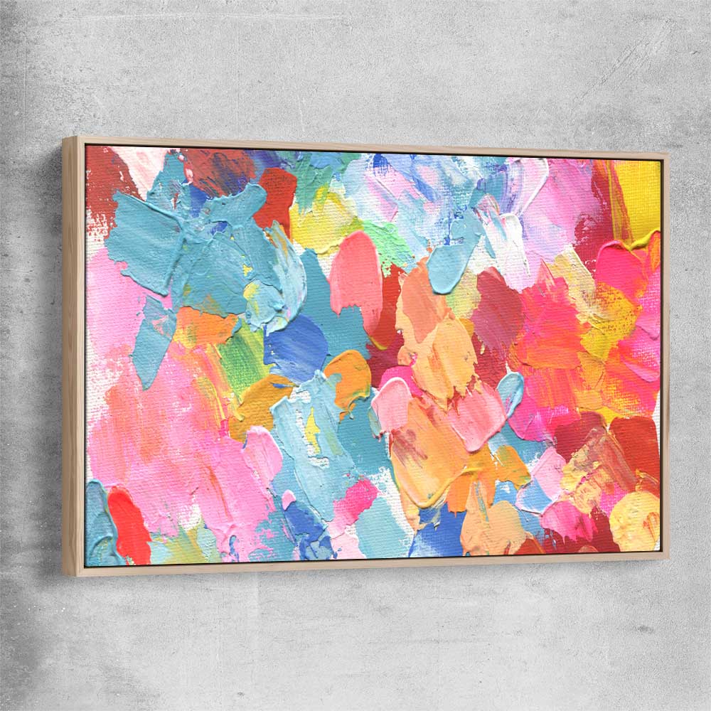 Pastel Palette raw oak framed canvas - part of our high quality canvas abstract wall art collection