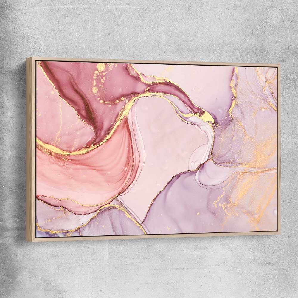 Pink Marble raw oak framed canvas - part of our high quality canvas abstract wall art collection