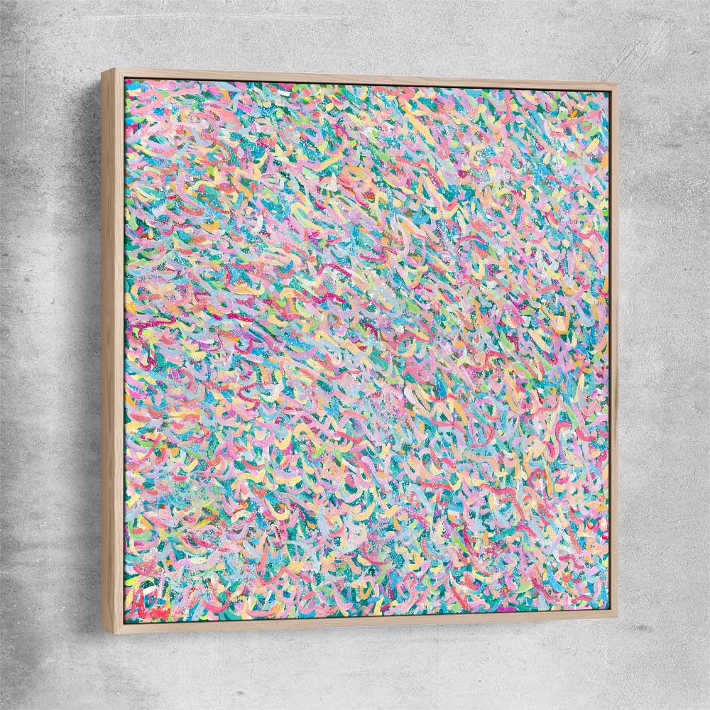 Shine of Fun raw oak framed canvas - part of our high quality canvas abstract wall art collection