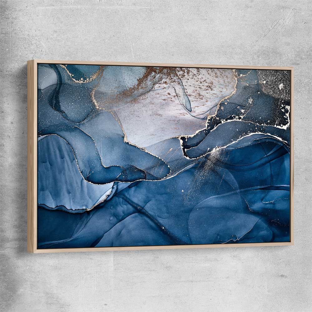 Silver Flow raw oak framed canvas - part of our high quality canvas abstract wall art collection