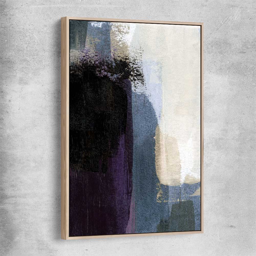 Soft Blue Two raw oak framed canvas - part of our high quality canvas abstract wall art collection