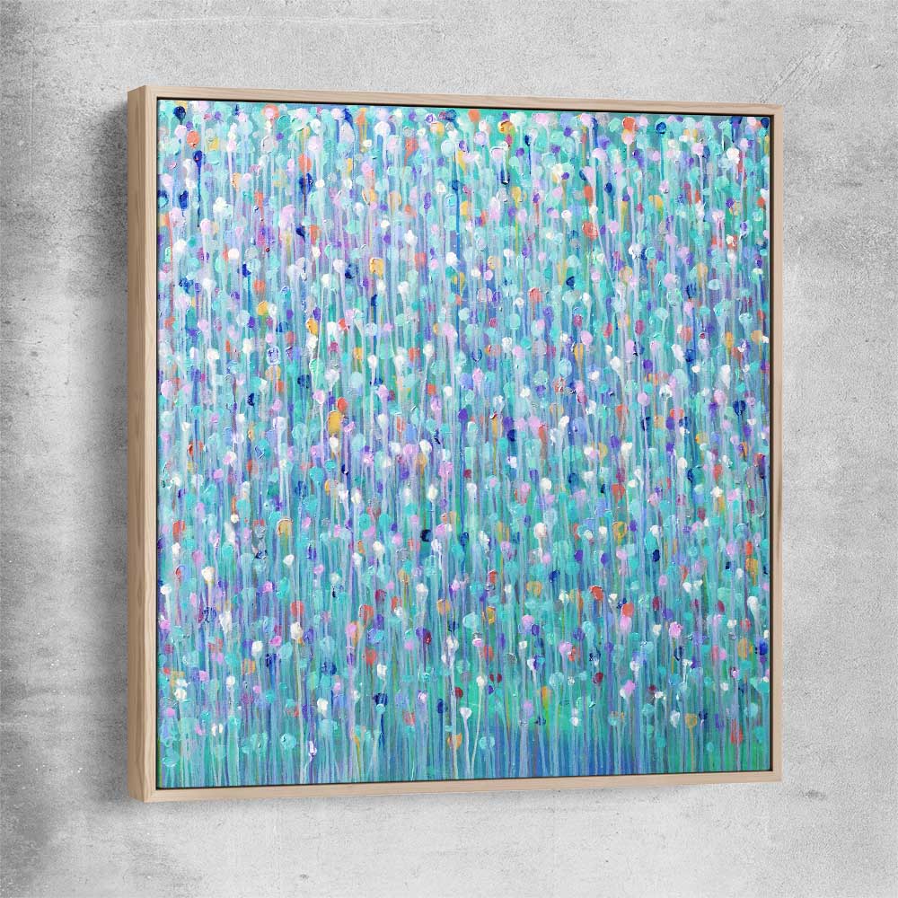 Sparkly Water Square raw oak framed canvas - part of our high quality canvas abstract wall art collection