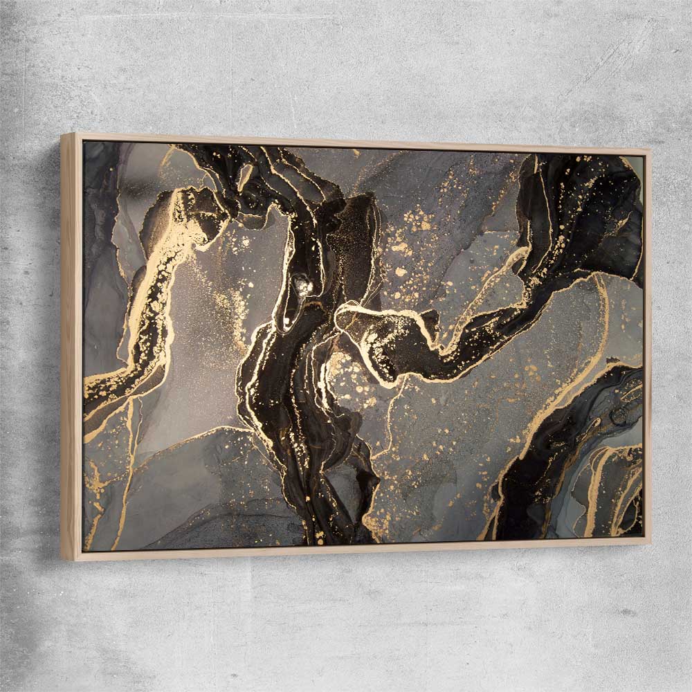 Golden Drift raw oak framed canvas - part of our high quality canvas abstract wall art collection
