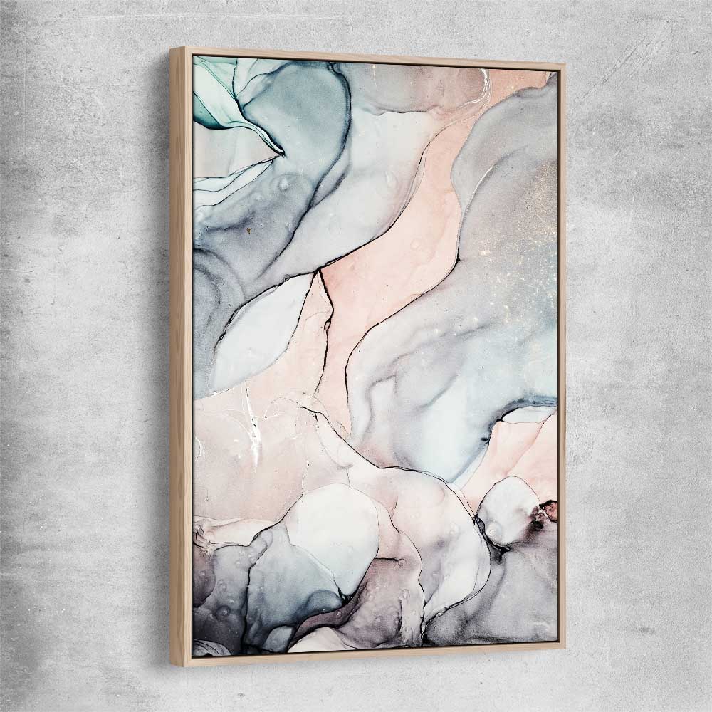Subtle Pink Two raw oak framed canvas - part of our high quality canvas abstract wall art collection