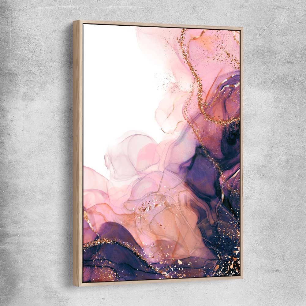 Violet Haze raw oak framed canvas - part of our high quality canvas abstract wall art collection