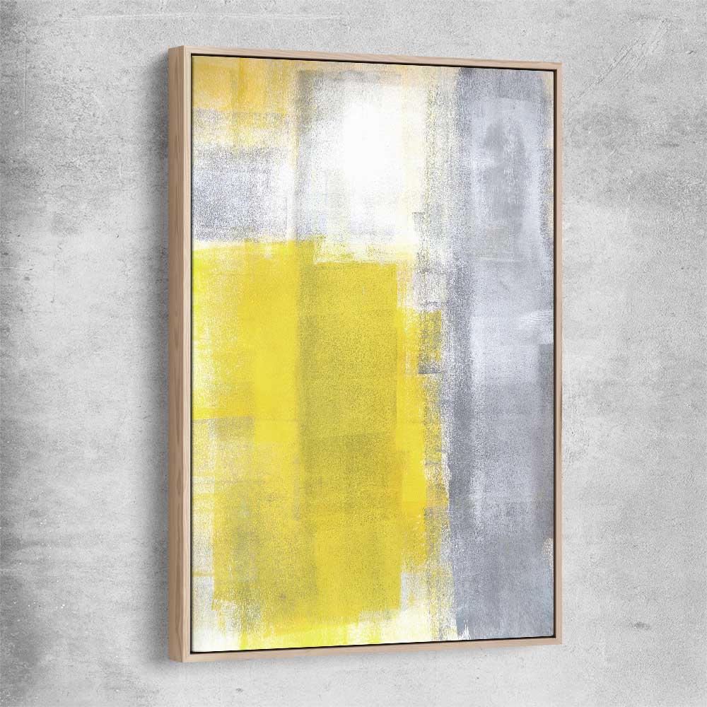 Yellow Pastel raw oak framed canvas - part of our high quality canvas abstract wall art collection