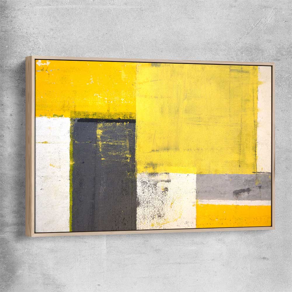 Yellow Texture raw oak framed canvas - part of our high quality canvas abstract wall art collection