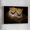 Animal wall art and canvas prints of Calm Jaguar Couple with raw oak framed canvas