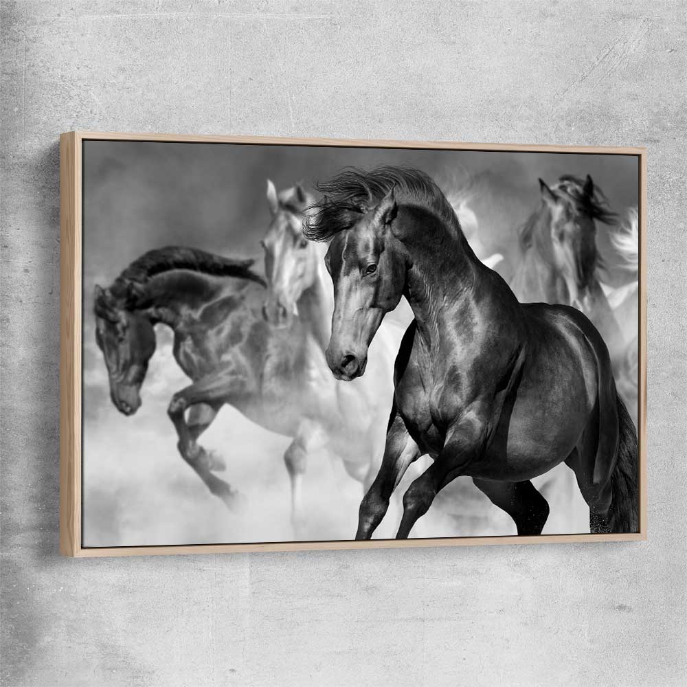 Animal wall art and canvas prints of Majestic Horse with raw oak framed canvas