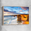 Beach and coastal wall art print of Twelve Apostles with raw oak framed canvas