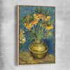 Classic wall art and canvas print of Imperial Fritillaries Van Gogh with raw oak framed canvas