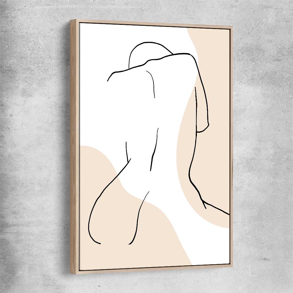 Beige Back raw oak framed canvas - part of our high quality fashion canvas wall art and prints collection