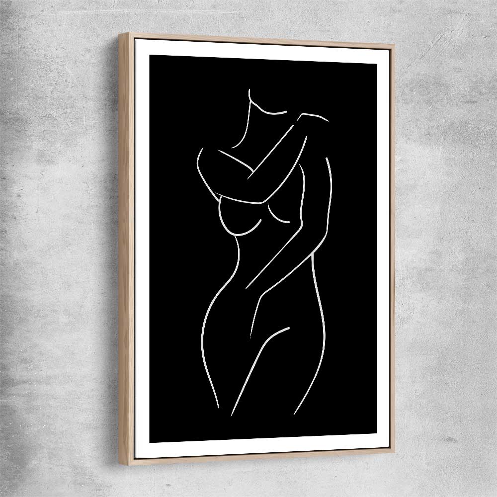 Body Pose Invert raw oak framed canvas - part of our high quality fashion canvas wall art and prints collection