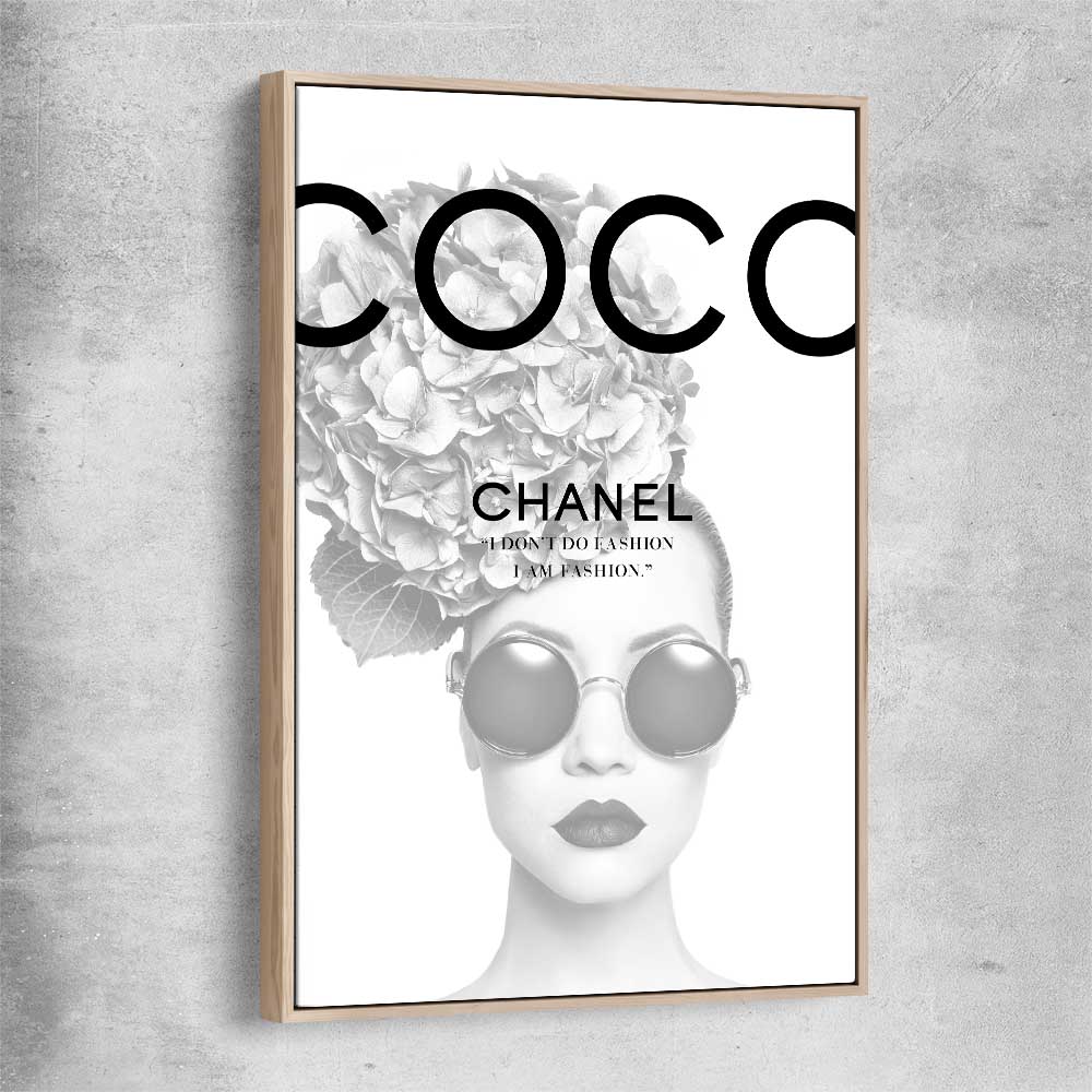 Coco Hydrangea raw oak framed canvas - part of our high quality fashion canvas wall art and prints collection