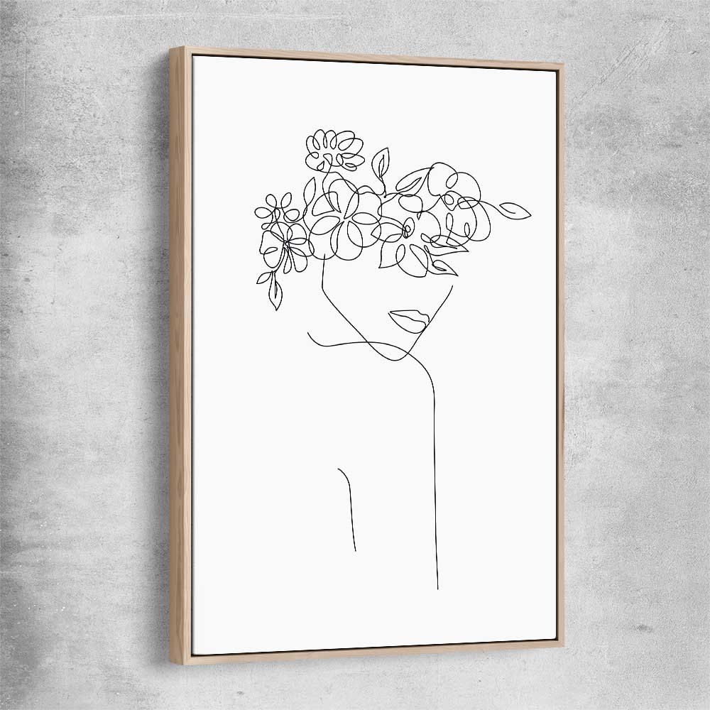 Floral Beauty One raw oak framed canvas - part of our high quality fashion canvas wall art and prints collection