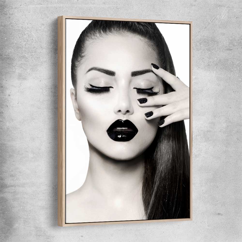 Monotone Model raw oak framed canvas - part of our high quality fashion canvas wall art and prints collection