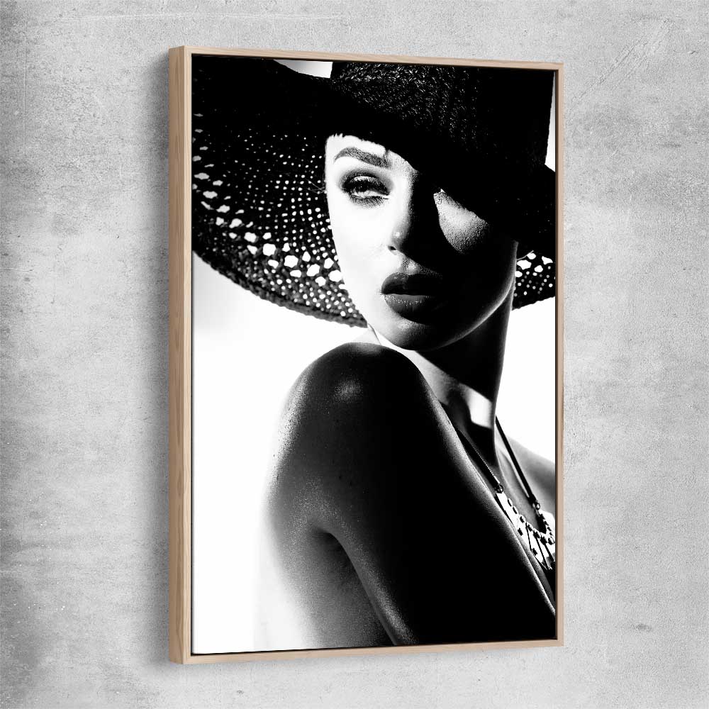 Silhouette Stare raw oak framed canvas - part of our high quality fashion canvas wall art and prints collection