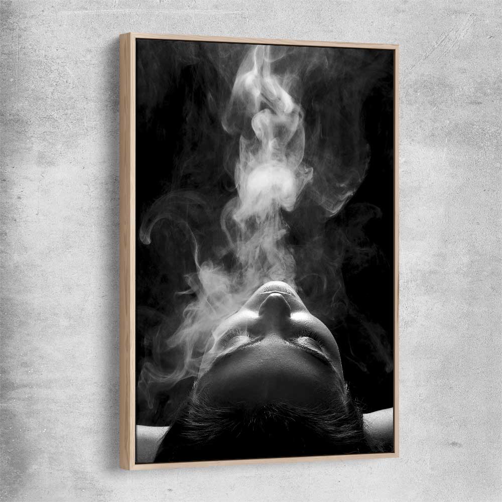 Smoke Haze raw oak framed canvas - part of our high quality fashion canvas wall art and prints collection