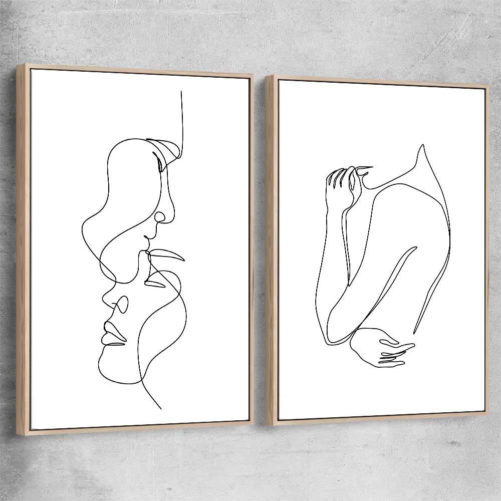 Warmth Pair raw oak framed canvas - part of our high quality fashion canvas wall art and prints collection