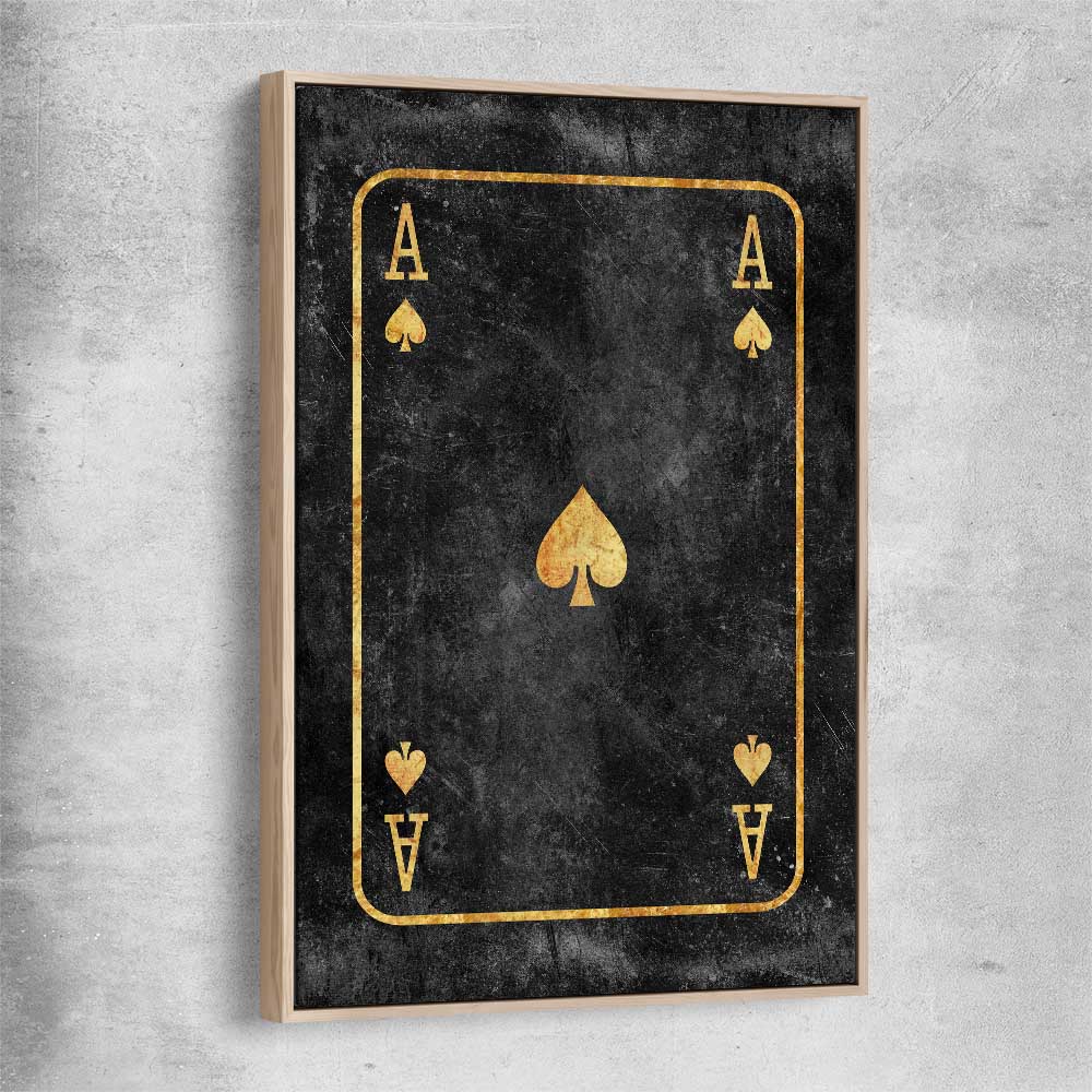 Ace of Spades raw oak framed canvas - part of our high quality fashion canvas wall art and prints collection