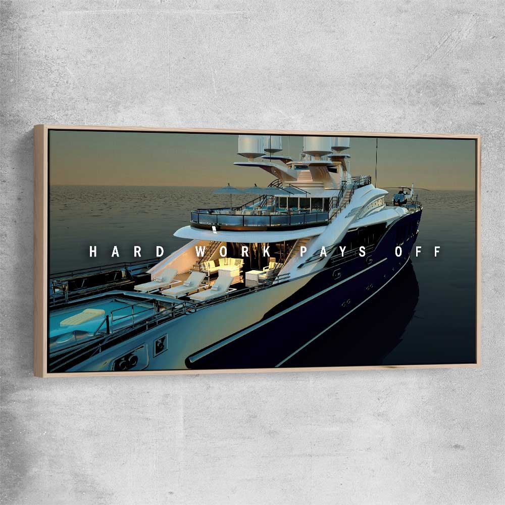 Hard Work Pays Off raw oak framed canvas - part of our high quality fashion canvas wall art and prints collection