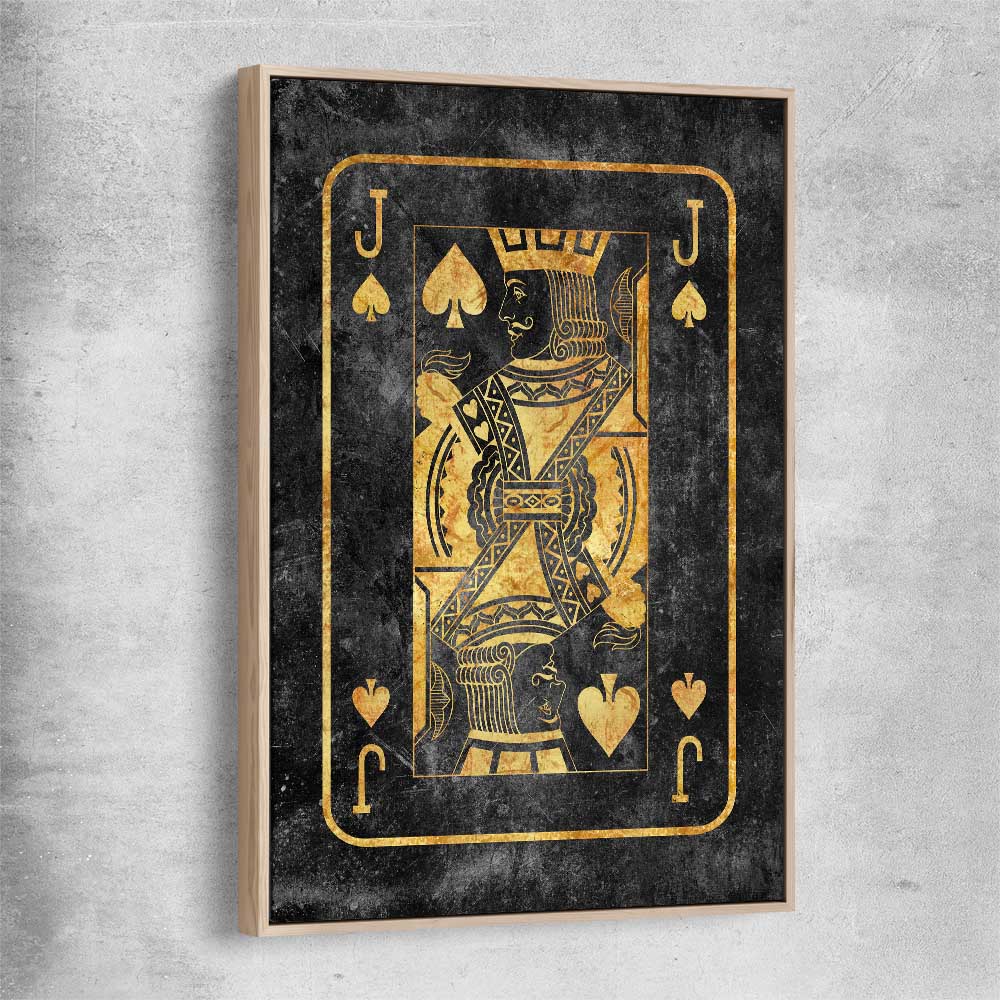 Jack of Spades raw oak framed canvas - part of our high quality fashion canvas wall art and prints collection