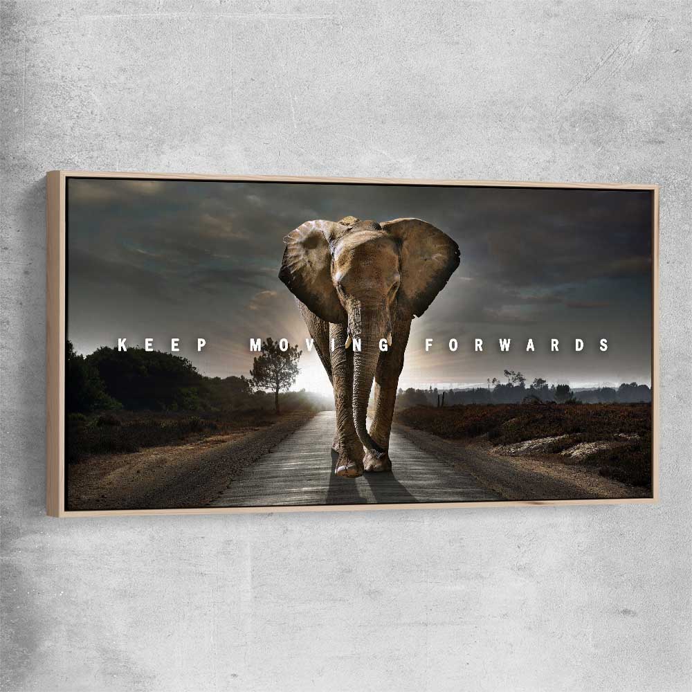 Keep Moving Forwards raw oak framed canvas - part of our high quality fashion canvas wall art and prints collection