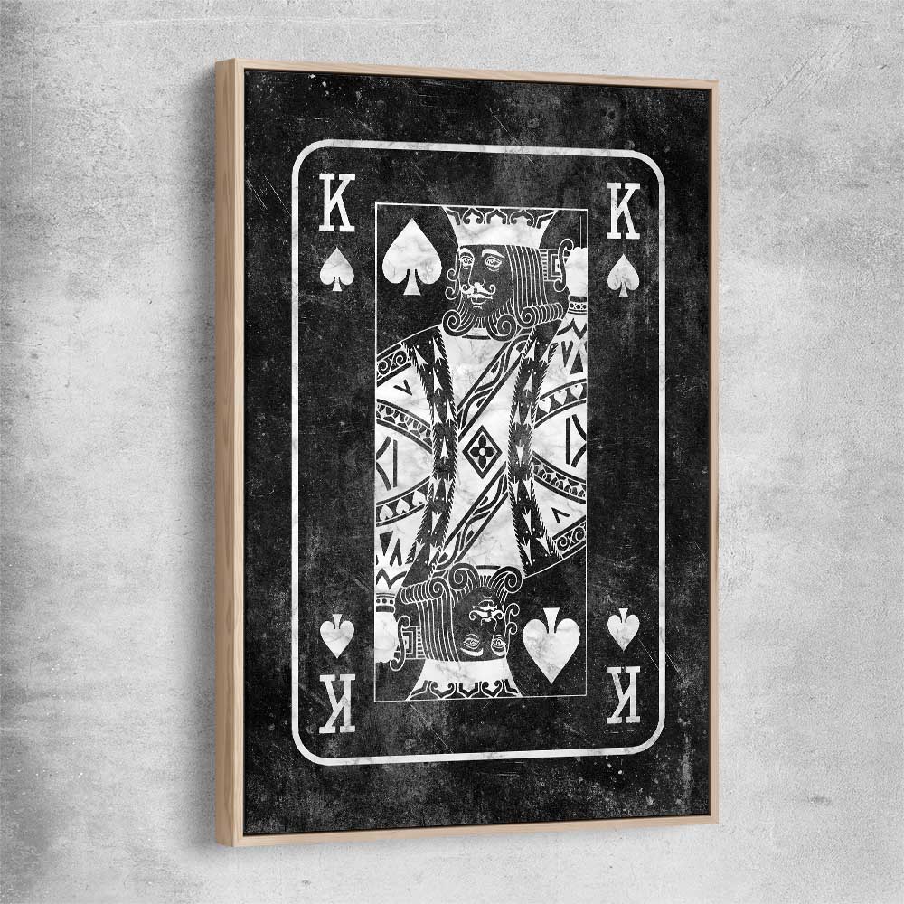 Inspirational wall art print of Marble King with raw oak framed canvas
