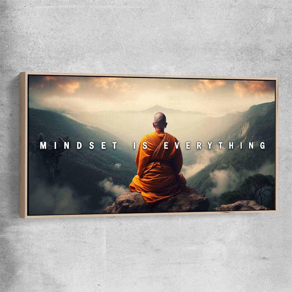 Mindset is Everything raw oak framed canvas - part of our high quality fashion canvas wall art and prints collection