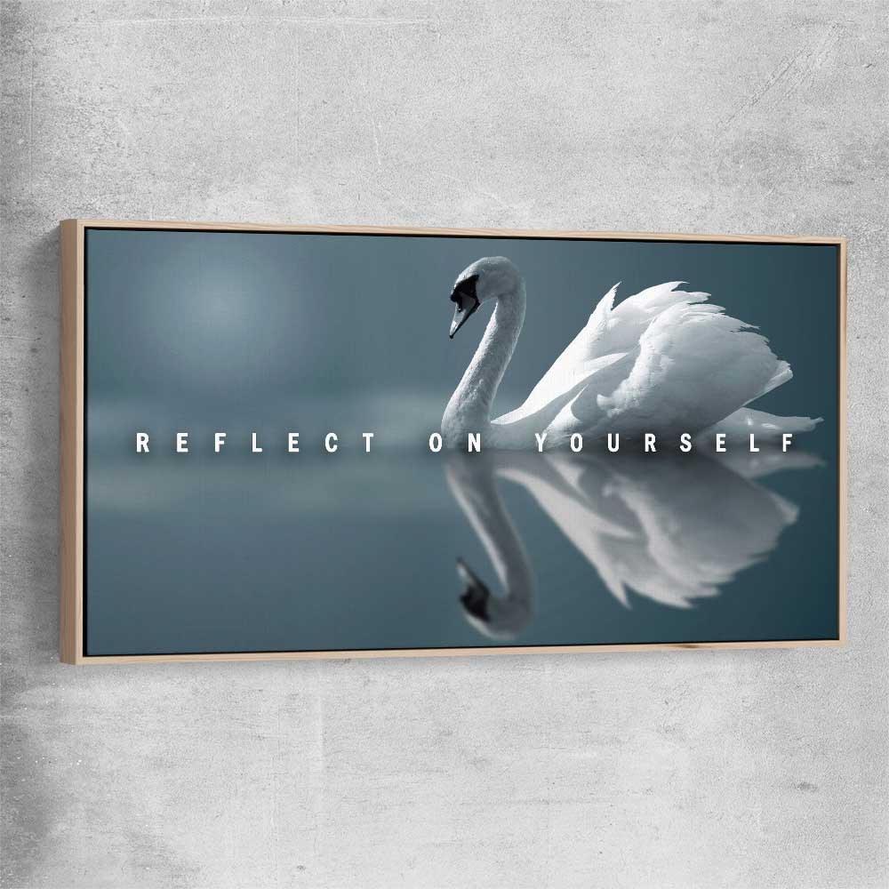 Reflect On Yourself raw oak framed canvas - part of our high quality fashion canvas wall art and prints collection