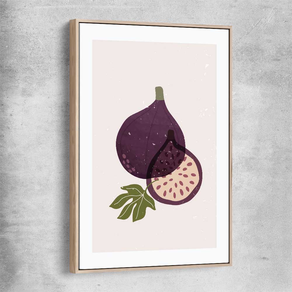 Purple Fig raw oak framed canvas is a colourful and stylish canvas wall art and print suited for the kitchen area