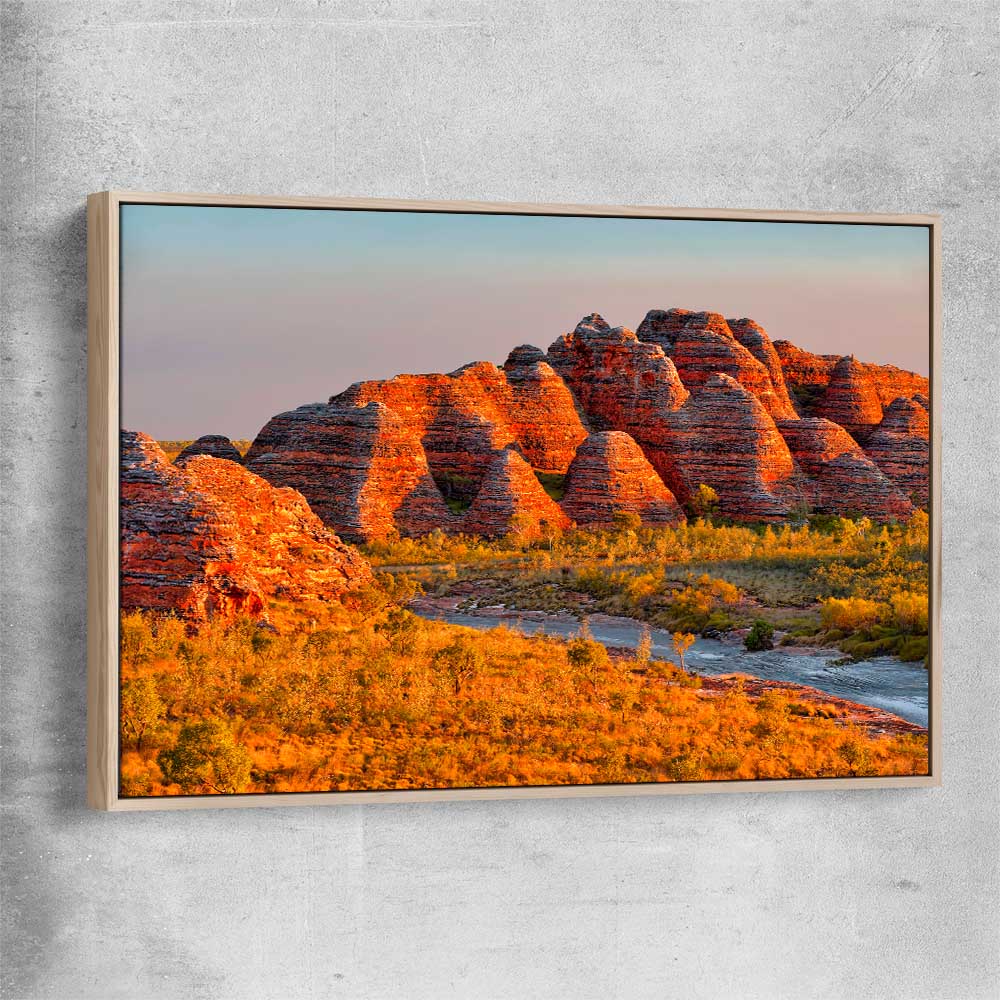 Floral print of Bungle Bungles with raw oak framed canvas