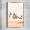 Floral print of Desert Dunes with raw oak framed canvas