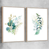 Floral print of Eucalyptus Pair Two with raw oak framed canvas
