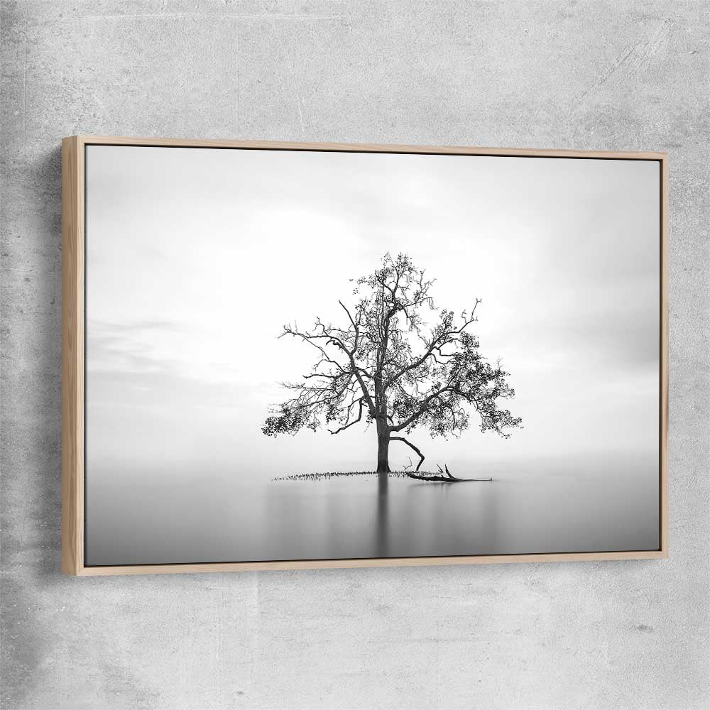 Floral print of Sole Mangrove with raw oak framed canvas