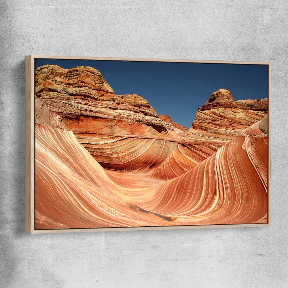 Floral print of Vermilion Cliffs with raw oak framed canvas