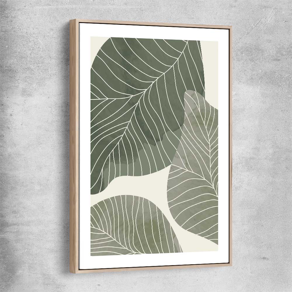 Floral print of Vintage Floral Two with raw oak framed canvas