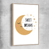 Sweet Dreams raw oak framed canvas is a nursery canvas wall art and print suited for childrens nursery area