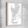Adelaide City raw oak framed canvas is a high quality print in our city skyline, travel prints and maps collection