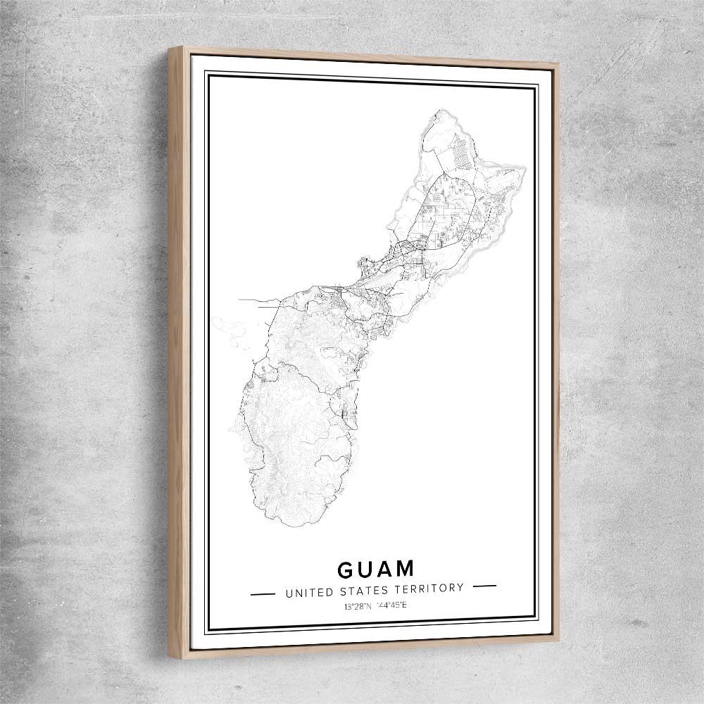 Hagatna City raw oak framed canvas is a high quality print in our city skyline, travel prints and maps collection