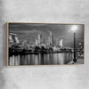 Melbourne Skyline raw oak framed canvas is a high quality print in our city skyline, travel prints and maps collection