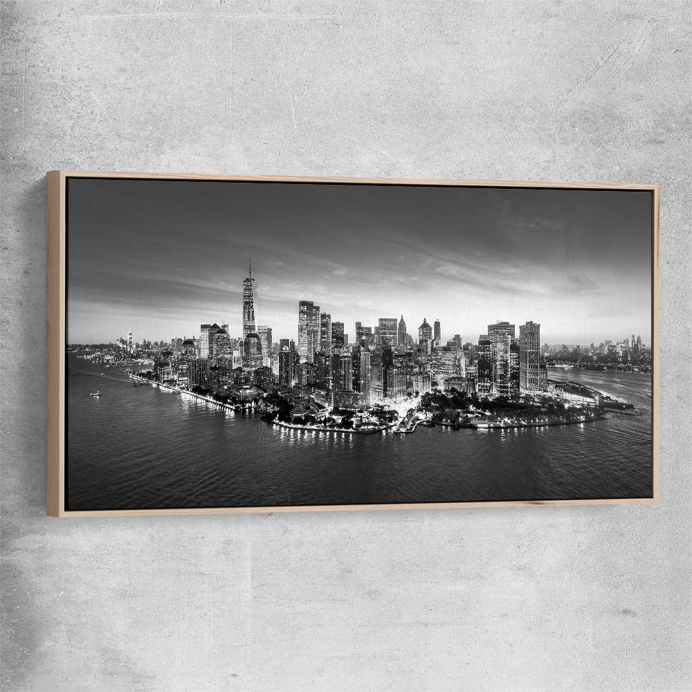 New York View raw oak framed canvas is a high quality print in our city skyline, travel prints and maps collection