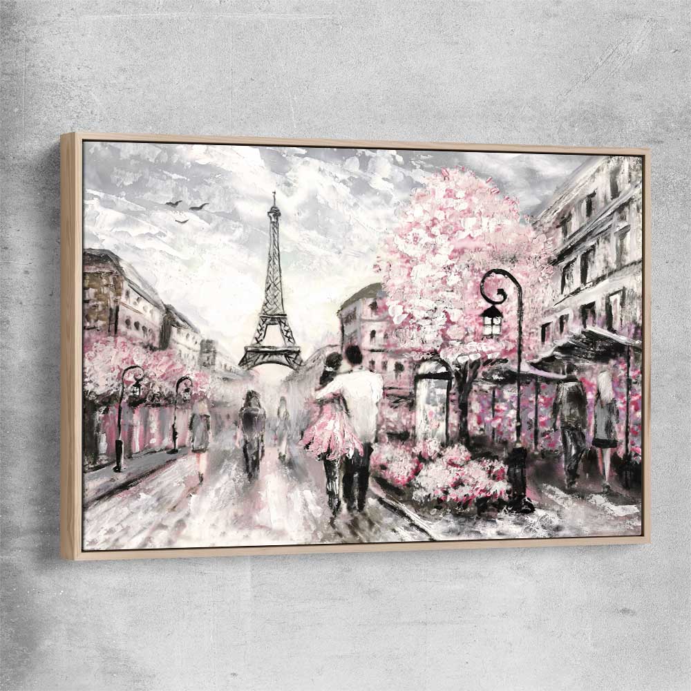 Paris Dreaming raw oak framed canvas is a high quality print in our city skyline, travel prints and maps collection