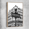Paris Metro raw oak framed canvas is a high quality print in our city skyline, travel prints and maps collection